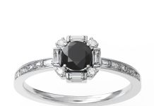 Кольца из белого золота с чёрным бриллиантом